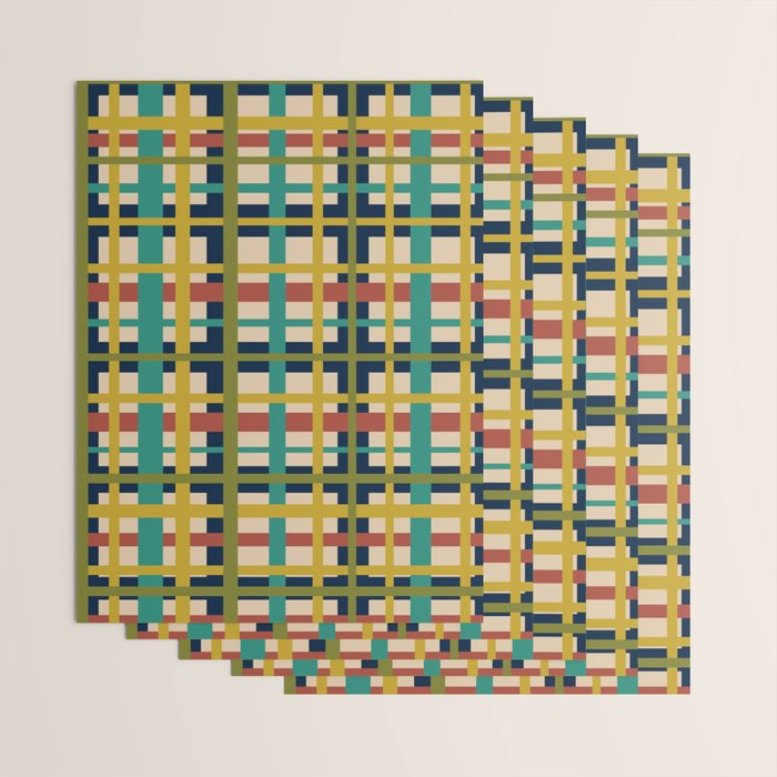 Midcentury Modern Colorful Retro Plaid Pattern Wrapping Paper Gallery Image 3