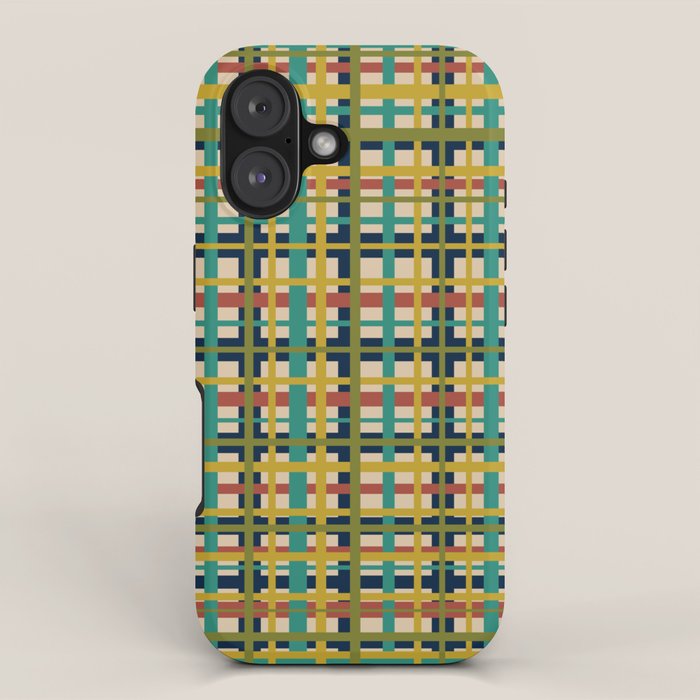 Midcentury Modern Colorful Retro Plaid Pattern iPhone Case Gallery Image 1