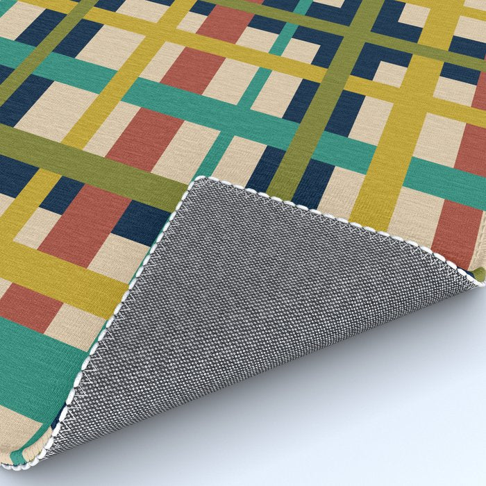 Midcentury Modern Colorful Retro Plaid Pattern Rug Gallery Image 4