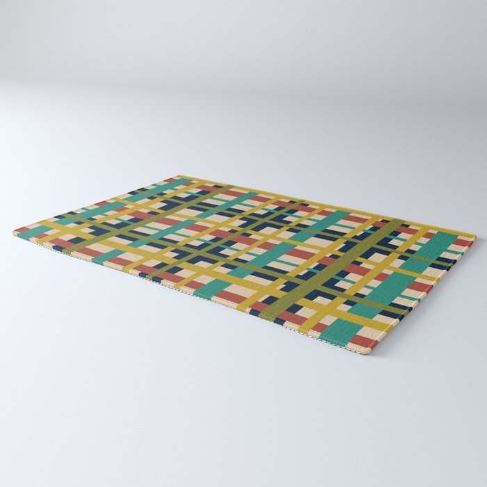 Midcentury Modern Colorful Retro Plaid Pattern Rug Gallery Image 3
