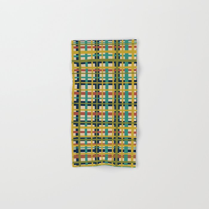 Midcentury Modern Colorful Retro Plaid Pattern Bath Towel Gallery Image 1