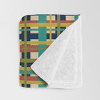 Midcentury Modern Colorful Retro Plaid Pattern Throw Blanket Gallery Image 3