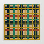 Midcentury Modern Colorful Retro Plaid Pattern Wood Wall Art Gallery Image 1