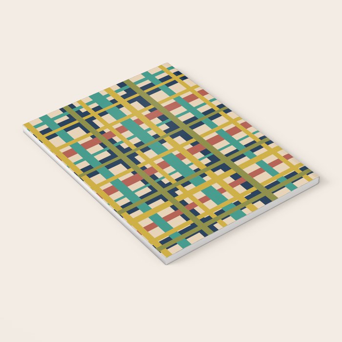 Midcentury Modern Colorful Retro Plaid Pattern Notebook Gallery Image 3