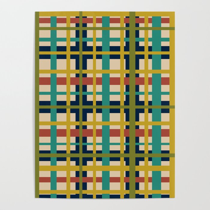 Midcentury Modern Colorful Retro Plaid Pattern Poster Gallery Image 4