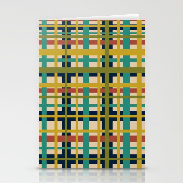 Midcentury Modern Colorful Retro Plaid Pattern Stationery Card Gallery Image 1