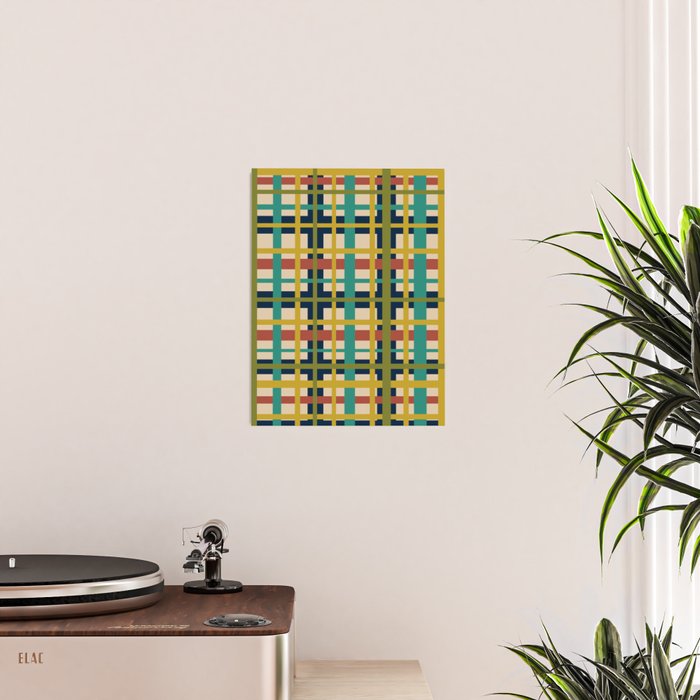 Midcentury Modern Colorful Retro Plaid Pattern Poster Gallery Image 2