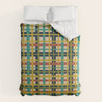 Midcentury Modern Colorful Retro Plaid Pattern Comforter Gallery Image 6