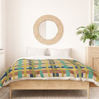 Midcentury Modern Colorful Retro Plaid Pattern Duvet Cover Gallery Image 3