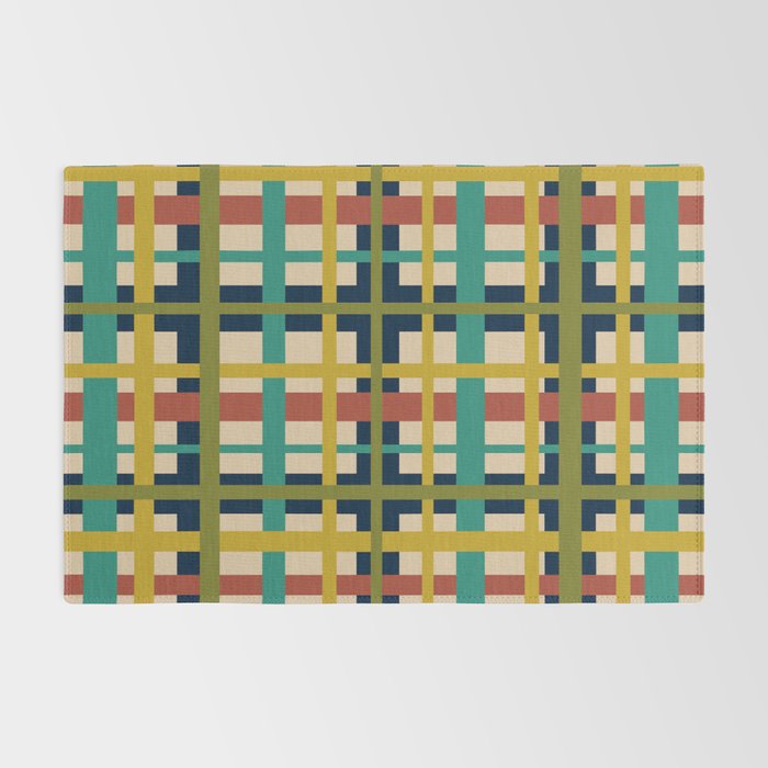 Midcentury Modern Colorful Retro Plaid Pattern Rug Gallery Image 2