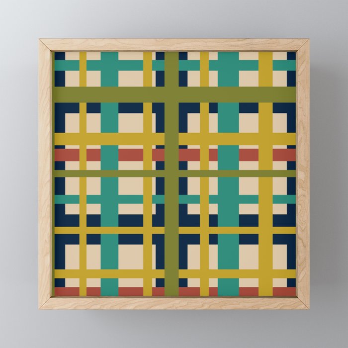 Midcentury Modern Colorful Retro Plaid Pattern Mini Art Print Gallery Image 1