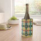 Midcentury Modern Colorful Retro Plaid Pattern Wine Chiller Gallery Image 4