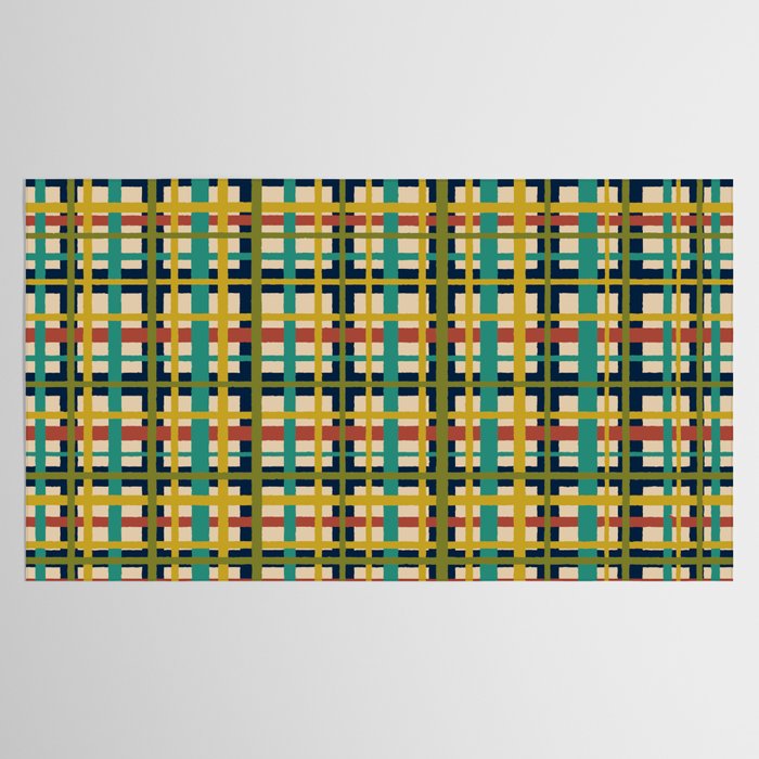 Midcentury Modern Colorful Retro Plaid Pattern Tablecloth Gallery Image 2