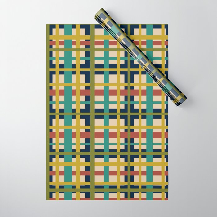 Midcentury Modern Colorful Retro Plaid Pattern Wrapping Paper Gallery Image 1