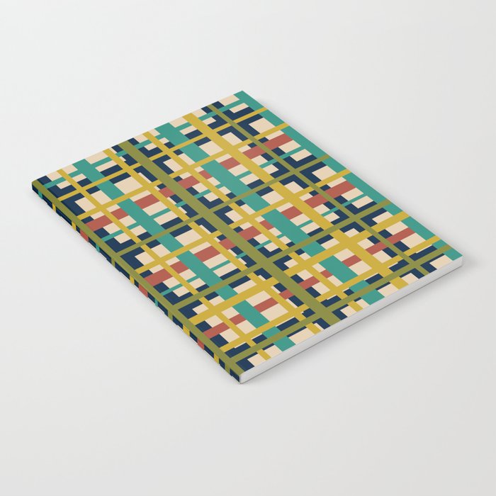Midcentury Modern Colorful Retro Plaid Pattern Notebook Gallery Image 2