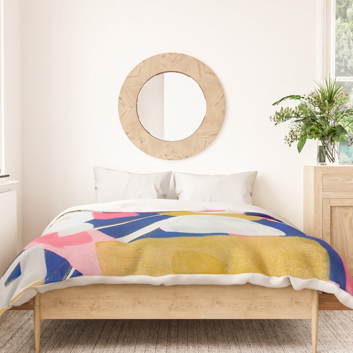 Graffiti Colorful Funky Acrylic Painting Pink Blue Yellow Patterns Shapes by Ejaaz Haniff Duvet Cover Gallery Image 3