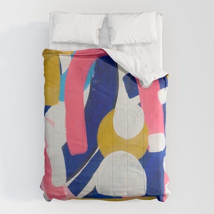 Graffiti Colorful Funky Acrylic Painting Pink Blue Yellow Patterns Shapes by Ejaaz Haniff Comforter Gallery Image 6