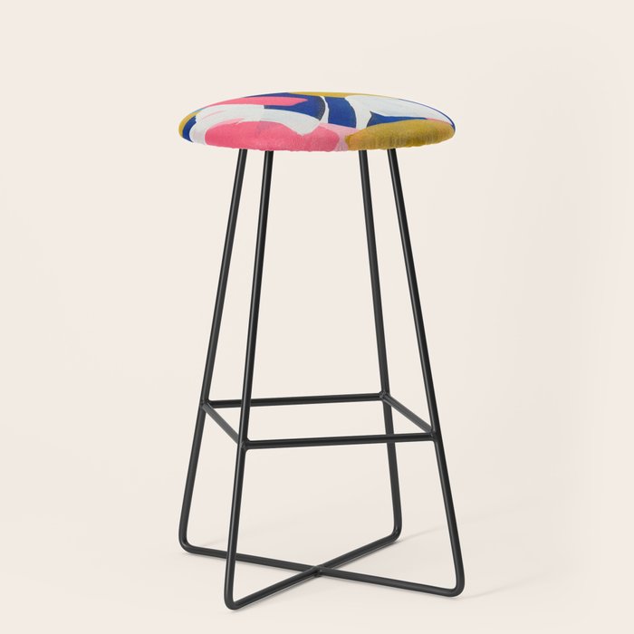 Graffiti Colorful Funky Acrylic Painting Pink Blue Yellow Patterns Shapes by Ejaaz Haniff Stool Gallery Image 1