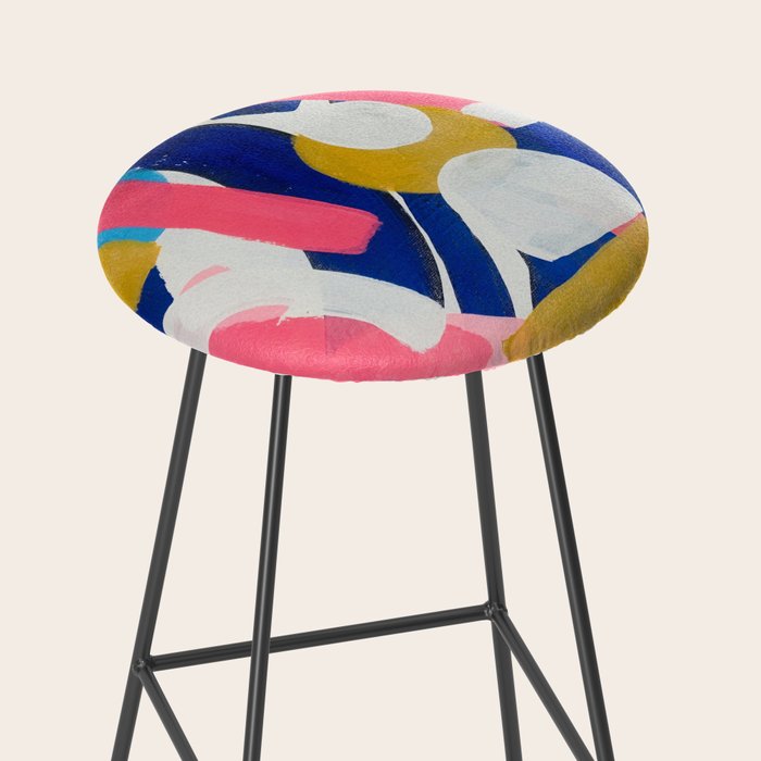 Graffiti Colorful Funky Acrylic Painting Pink Blue Yellow Patterns Shapes by Ejaaz Haniff Stool Gallery Image 2