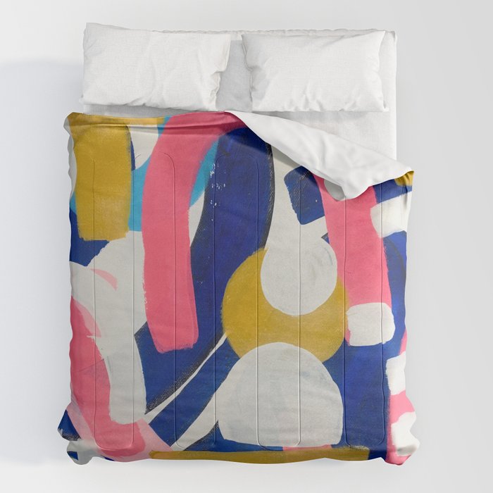 Graffiti Colorful Funky Acrylic Painting Pink Blue Yellow Patterns Shapes by Ejaaz Haniff Comforter Gallery Image 2