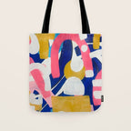 Graffiti Colorful Funky Acrylic Painting Pink Blue Yellow Patterns Shapes by Ejaaz Haniff Tote Bag Gallery Image 1