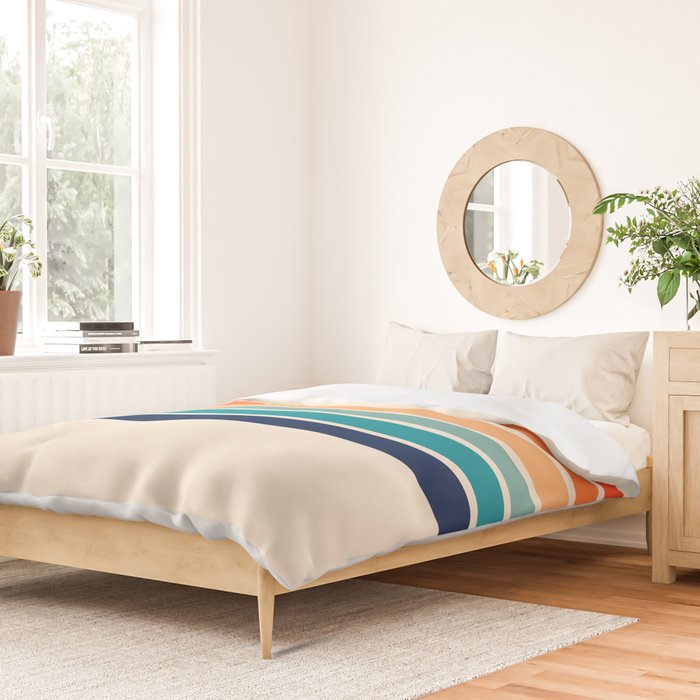 Tadama - Colorful Classic 70's Vintage Style Retro Summer Stripes Duvet Cover Gallery Image 2