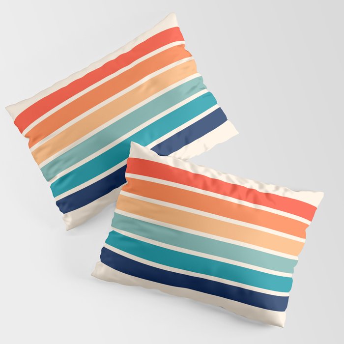 Tadama - Colorful Classic 70's Vintage Style Retro Summer Stripes Pillow Sham Gallery Image 3
