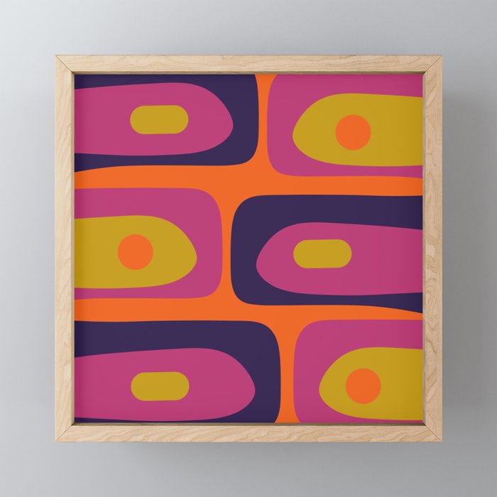 Mid-Century Modern Piquet Colorful Retro Abstract Orange Lime Avocado Blue Magenta Mini Art Print Gallery Image 1