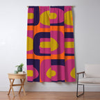 Mid-Century Modern Piquet Colorful Retro Abstract Orange Lime Avocado Blue Magenta Window Curtain Gallery Image 5