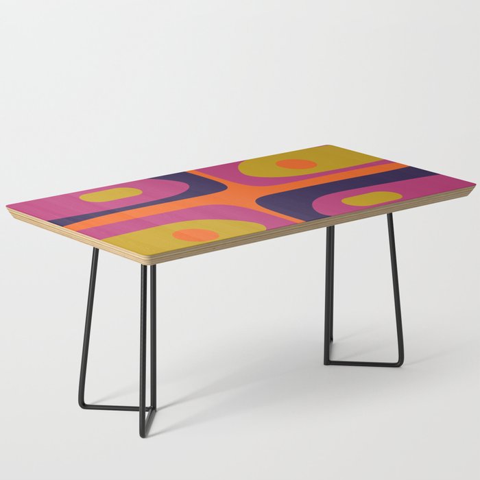 Mid-Century Modern Piquet Colorful Retro Abstract Orange Lime Avocado Blue Magenta Coffee Table Gallery Image 1