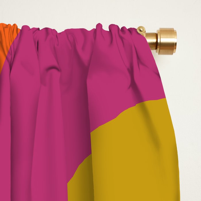 Mid-Century Modern Piquet Colorful Retro Abstract Orange Lime Avocado Blue Magenta Window Curtain Gallery Image 2
