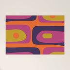 Mid-Century Modern Piquet Colorful Retro Abstract Orange Lime Avocado Blue Magenta Welcome Mat Gallery Image 1