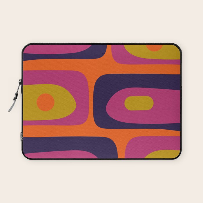 Mid-Century Modern Piquet Colorful Retro Abstract Orange Lime Avocado Blue Magenta Laptop Sleeve Gallery Image 1