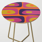 Mid-Century Modern Piquet Colorful Retro Abstract Orange Lime Avocado Blue Magenta Side Table Gallery Image 2