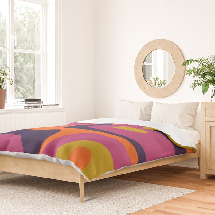 Mid-Century Modern Piquet Colorful Retro Abstract Orange Lime Avocado Blue Magenta Duvet Cover Gallery Image 2