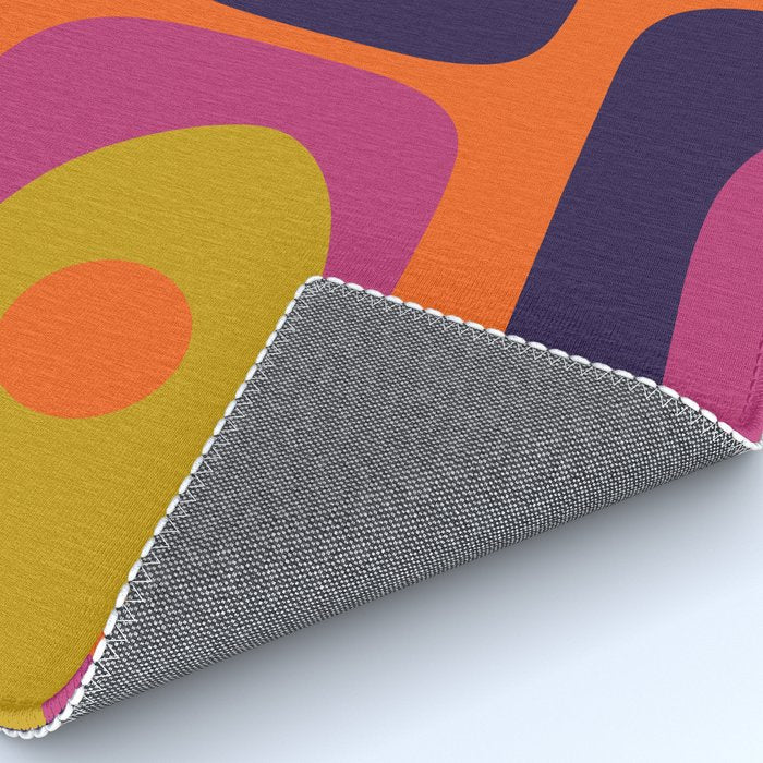 Mid-Century Modern Piquet Colorful Retro Abstract Orange Lime Avocado Blue Magenta Rug Gallery Image 4