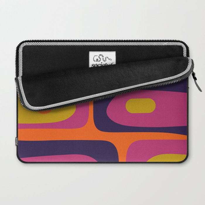 Mid-Century Modern Piquet Colorful Retro Abstract Orange Lime Avocado Blue Magenta Laptop Sleeve Gallery Image 2