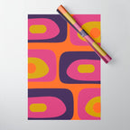 Mid-Century Modern Piquet Colorful Retro Abstract Orange Lime Avocado Blue Magenta Wrapping Paper Gallery Image 1