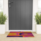 Mid-Century Modern Piquet Colorful Retro Abstract Orange Lime Avocado Blue Magenta Welcome Mat Gallery Image 3