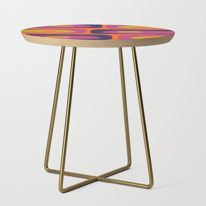 Mid-Century Modern Piquet Colorful Retro Abstract Orange Lime Avocado Blue Magenta Side Table Gallery Image 1