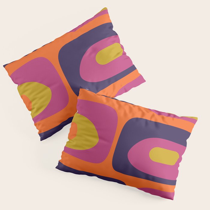 Mid-Century Modern Piquet Colorful Retro Abstract Orange Lime Avocado Blue Magenta Pillow Sham Gallery Image 3