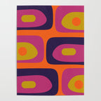 Mid-Century Modern Piquet Colorful Retro Abstract Orange Lime Avocado Blue Magenta Poster Gallery Image 4