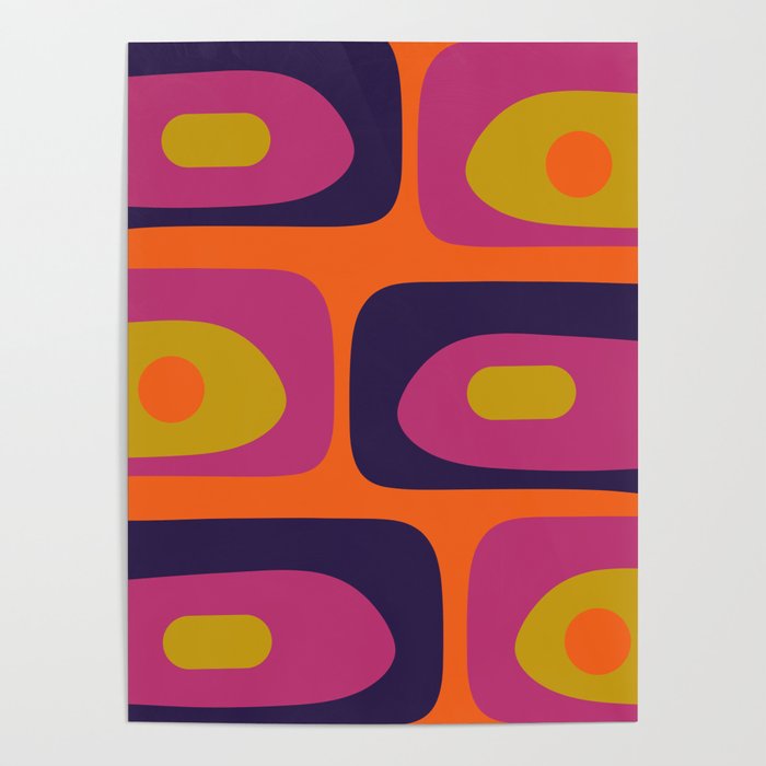 Mid-Century Modern Piquet Colorful Retro Abstract Orange Lime Avocado Blue Magenta Poster Gallery Image 4