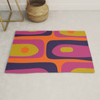 Mid-Century Modern Piquet Colorful Retro Abstract Orange Lime Avocado Blue Magenta Rug Gallery Image 1
