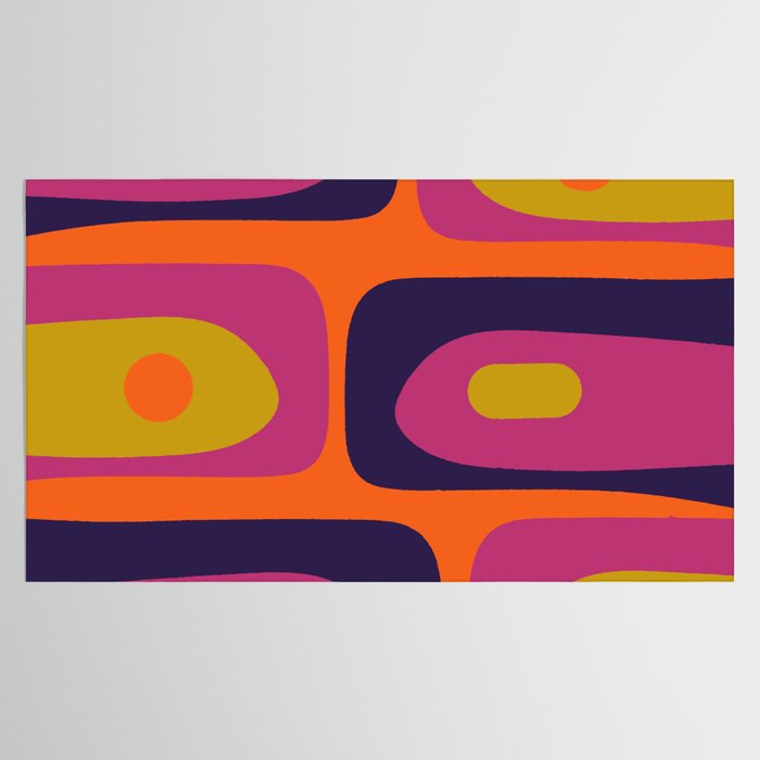 Mid-Century Modern Piquet Colorful Retro Abstract Orange Lime Avocado Blue Magenta Tablecloth Gallery Image 2