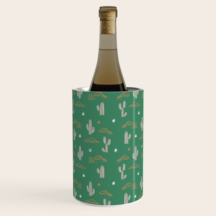 Retro cactus plant art pattern Wine Chiller Gallery Image 2