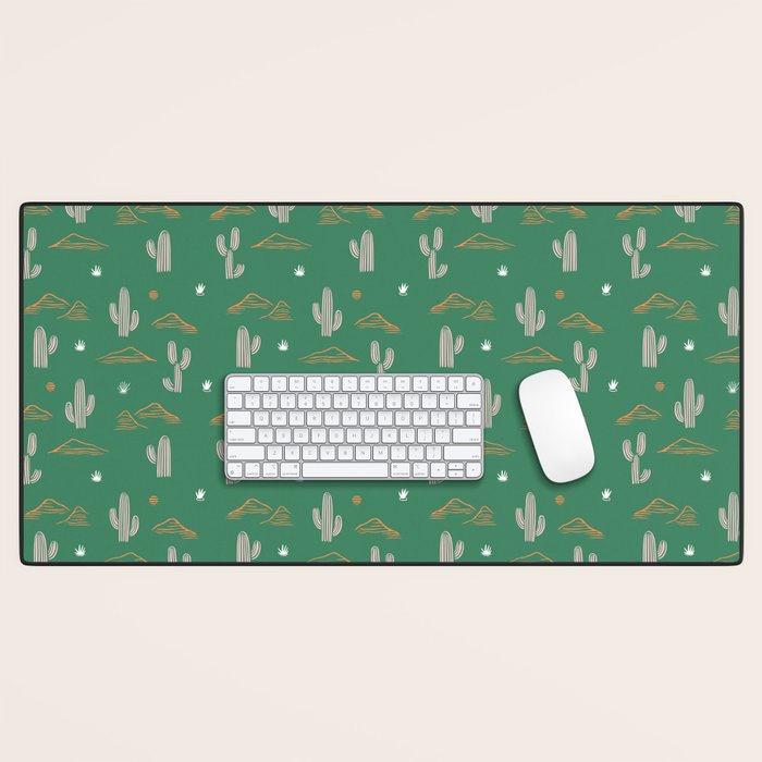 Retro cactus plant art pattern Desk Mat Gallery Image 1