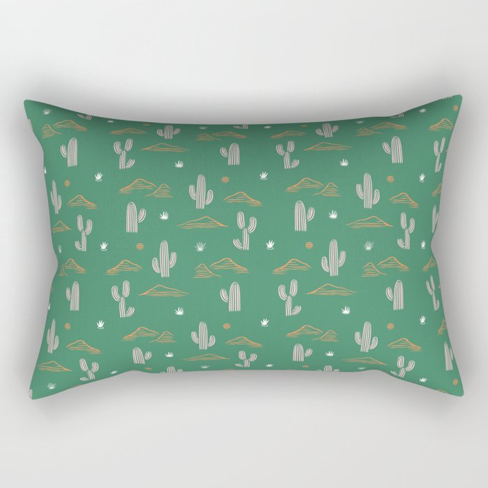 Retro cactus plant art pattern Rectangular Pillow Gallery Image 2