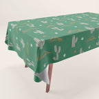 Retro cactus plant art pattern Tablecloth Gallery Image 1