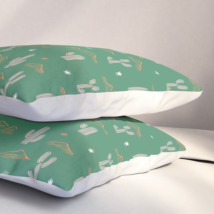 Retro cactus plant art pattern Pillow Sham Gallery Image 3